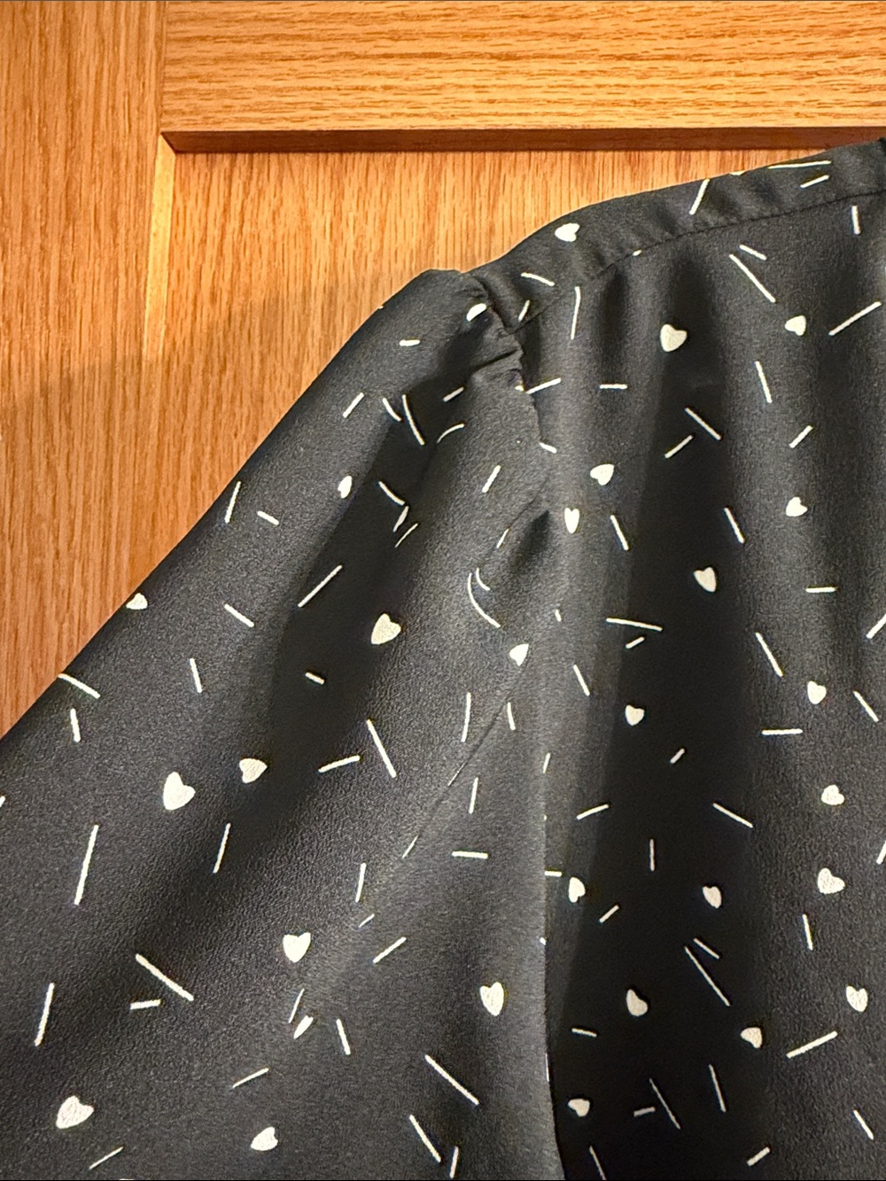 Hilary Radley Black Blouse with White Confetti Dots & hearts - Picture 3 of 7